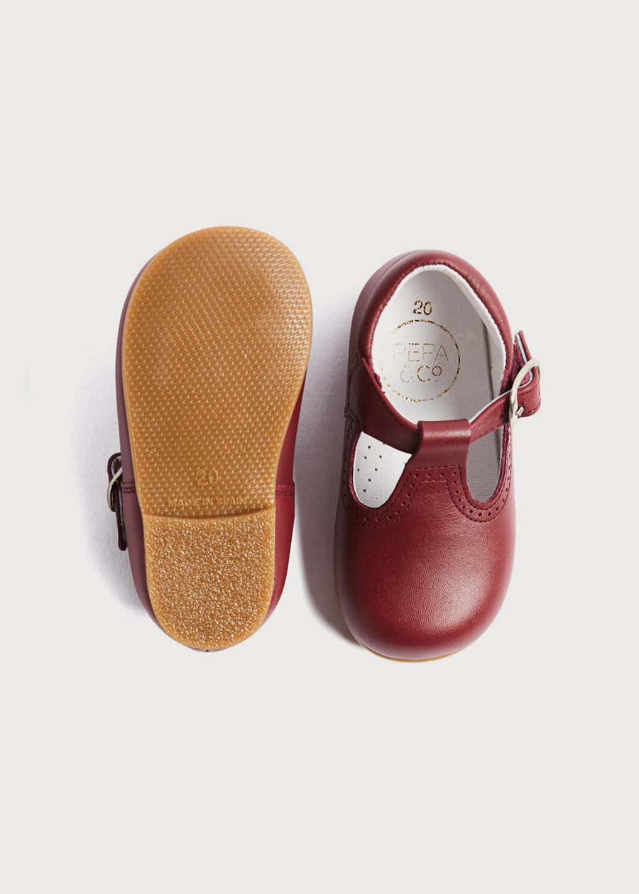 T-Bar Baby Shoes in Burgundy (20-26EU) Shoes from Pepa London US