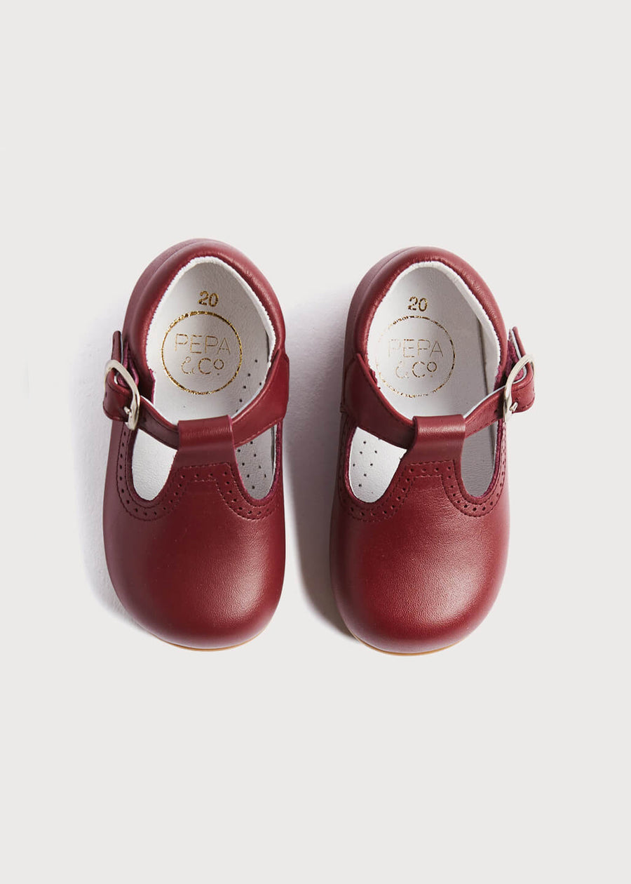 T-Bar Baby Shoes in Burgundy (20-26EU) Shoes from Pepa London US