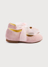 Suede Mary Jane Shoes in Pink With Organza Bow (24-34EU) Shoes from Pepa London US