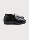 Leather Black Moccasins (26-32EU) Shoes from Pepa London US