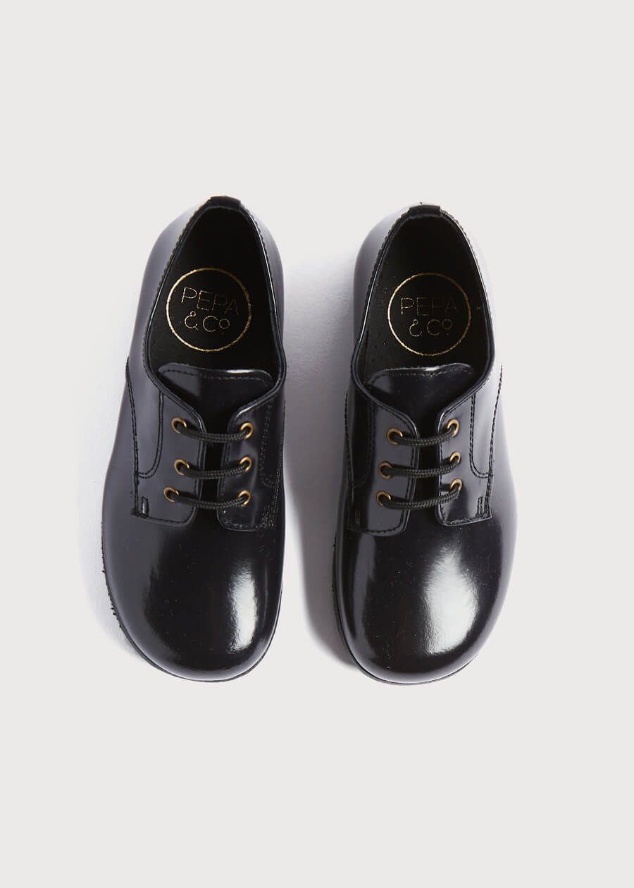 Leather Lace-Up Black Shoes (25-33EU) SHOES from Pepa London US
