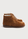 Suede Lace-Up Brogue Boots in Brown (24-30EU) Shoes  from Pepa London US