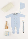 Evelyn Floral Peter Pan Collar Knitted All-In-One in Blue (1-6mths) Baby One-Pieces  from Pepa London US