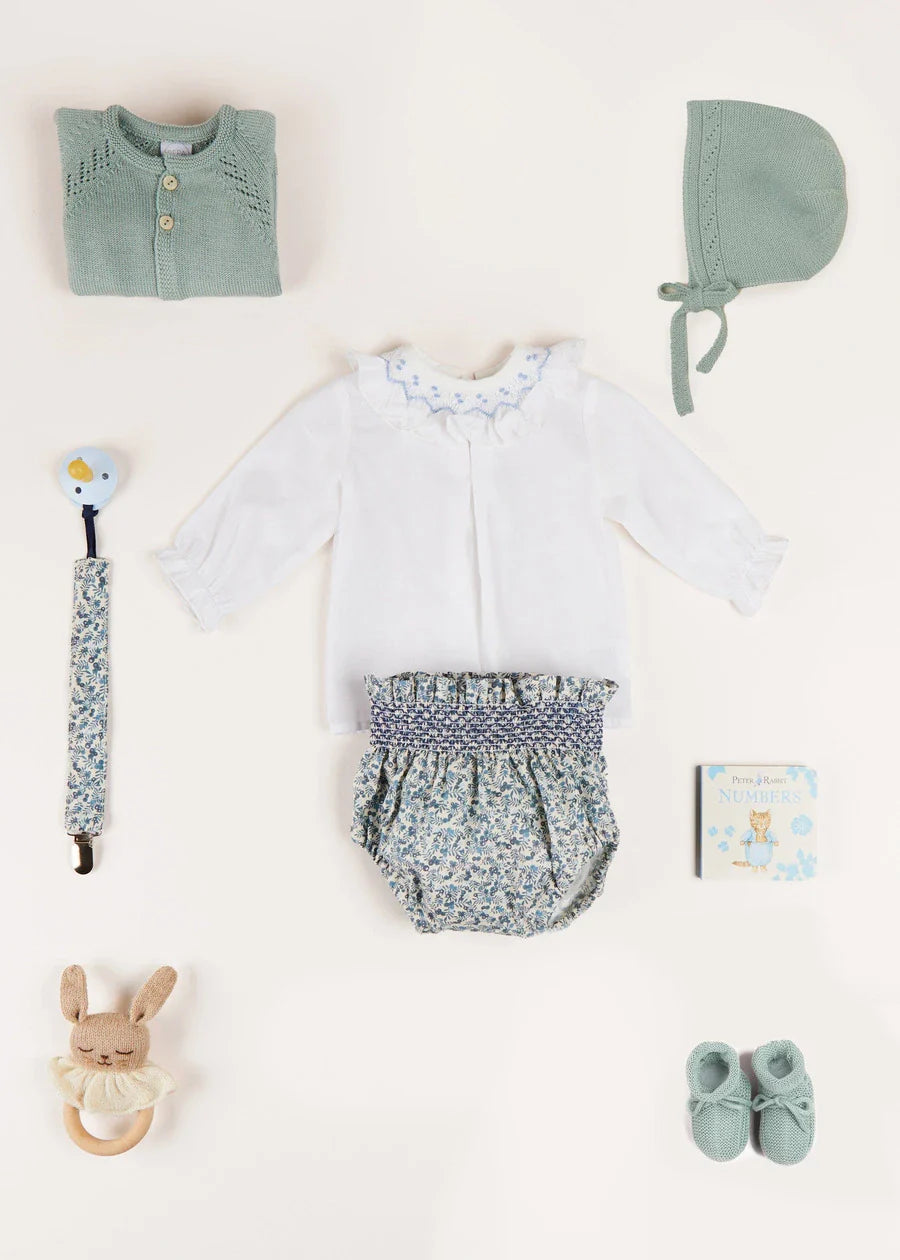 Two Button Baby Cardigan in Green (1-9mths) Knitwear from Pepa London US