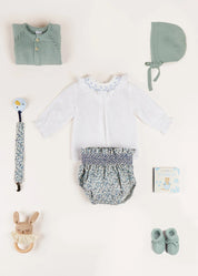 Two Button Baby Cardigan in Green (1-9mths) Knitwear from Pepa London US