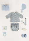 Evelyn Floral Long Sleeve Blouse in Blue (1-6mths) Blouses  from Pepa London US