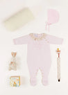 Ophelia Floral Ruffle Collar Knitted All-In-One in Pink (1-6mths) Baby One-Pieces from Pepa London