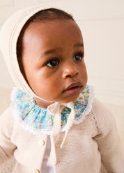 Leontyne Floral Ruffle Collar Lace Detail Bodysuit in Blue Made with Liberty Fabric (1mth-3yrs) Tops & Bodysuits from Pepa London US