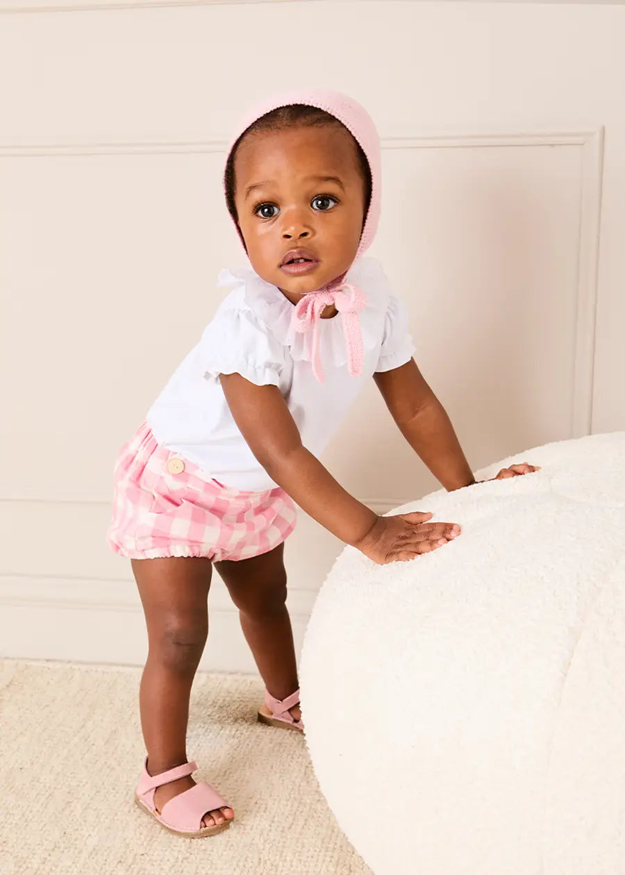 Broderie Anglaise Frill Collar Bodysuit in White (1mth-3yrs) Tops & Bodysuits from Pepa London US