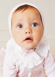 Hand Smocked Collar Long Sleeve Blouse In Baby Pink (0-12mths) BLOUSES from Pepa London US