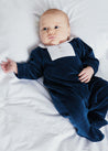 Polo Collar Velour Nightwear in Navy (0-12mths)m Nightwear  from Pepa London US