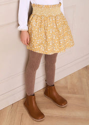 Abigail Floral Smocked Waist Skirt in Mustard (4-10yrs) Skirts from Pepa London US