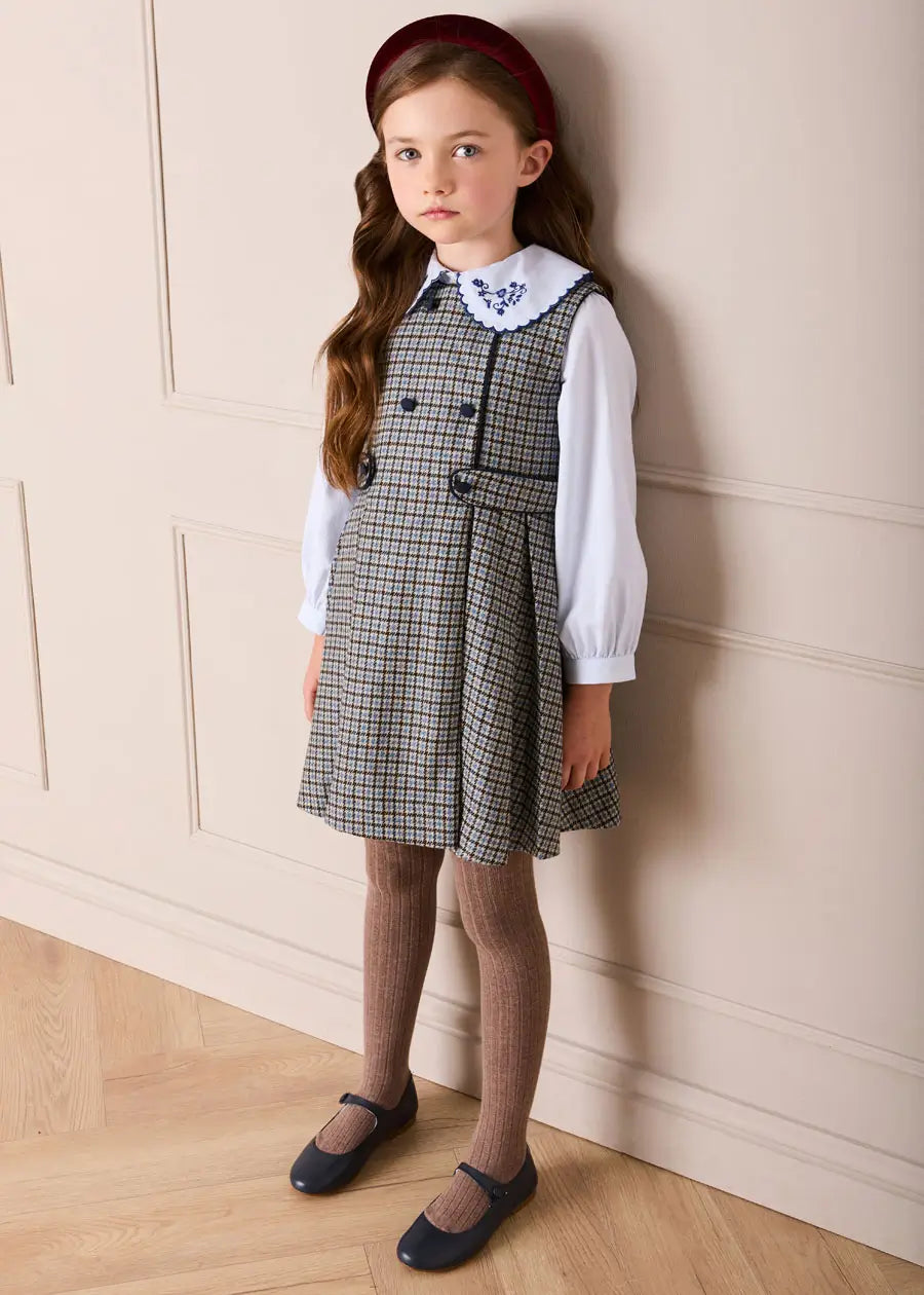 Floral Embroidered Collar Oxford Blouse in Blue (3-12yrs) Blouses from Pepa London US
