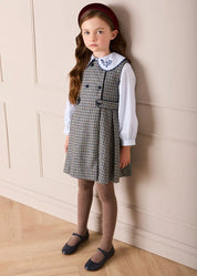 Floral Embroidered Collar Oxford Blouse in Blue (3-12yrs) Blouses from Pepa London US