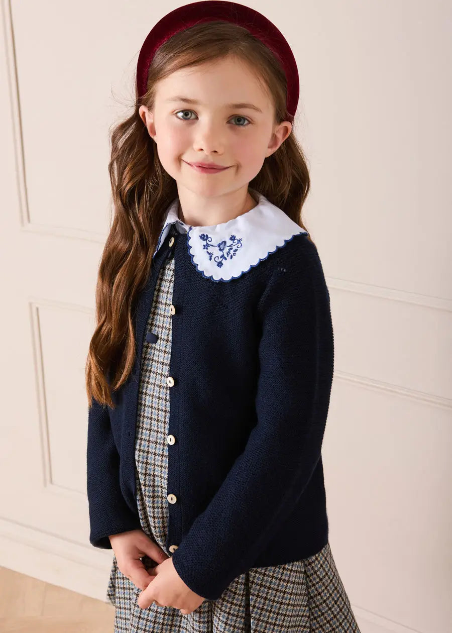 Clermont Houndstooth Jacquard Pinafore Dress in Blue (18mths-12yrs) Dresses from Pepa London US