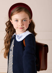Floral Embroidered Collar Oxford Blouse in Blue (3-12yrs) Blouses from Pepa London US