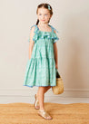 Adelaide Floral Tiered Tie Strap Dress in Green (4-12yrs) DRESSES from Pepa London US