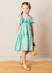 Adelaide Floral Detail Raffia Bag in Green ACCESSORIES from Pepa London US