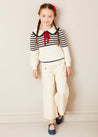Wide Leg Front Button Trousers in Beige (2-10yrs) Trousers from Pepa London US