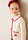 Cherry Motif Crochet Cardigan in Beige (2-10yrs) KNITWEAR from Pepa London US