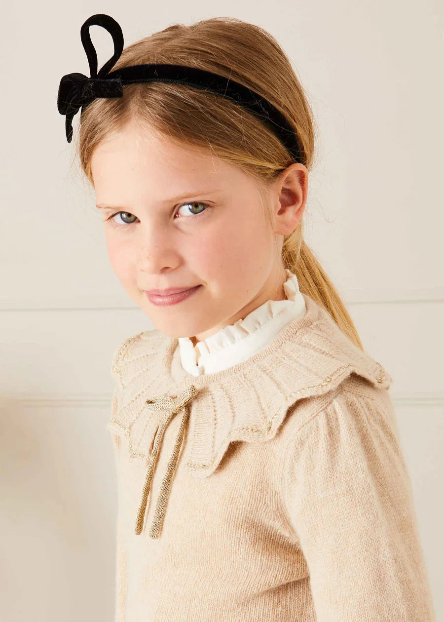 Statement Collar Metallic Detail Jumper in Gold (4-10yrs) Knitwear from Pepa London US