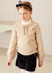 Statement Collar Metallic Detail Jumper in Gold (4-10yrs) Knitwear from Pepa London US