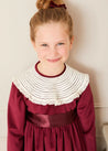 Velvet Handmade Collar Long Sleeve Dress in Burgundy (2-10yrs) Dresses from Pepa London US