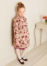 Eleanor Floral Jaquard Coat in Burgundy (4-10yrs) Coats  from Pepa London US