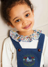 Wool Embroidered Skirt with Braces in Blue (12mths-3yrs) Skirts  from Pepa London US