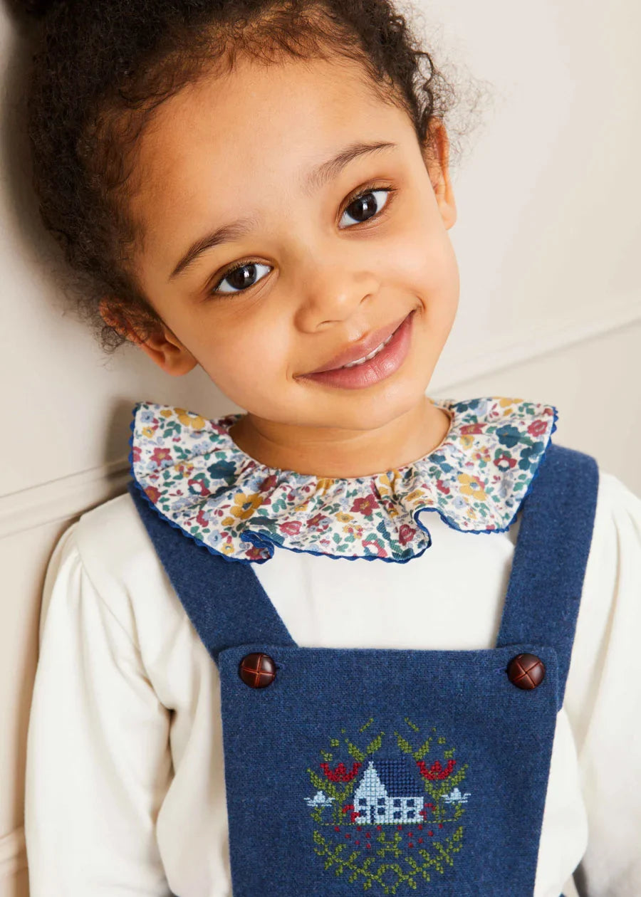 The Blue Wool Embroidered Skirt Baby Girl Look Look  from Pepa London US