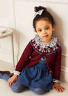 Wool Embroidered Skirt with Braces in Blue (12mths-3yrs) Skirts  from Pepa London US