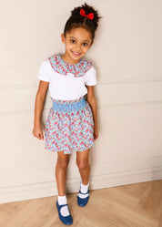 Emilia Floral Elasticated Waist Skirt in Red (2-10yrs) SKIRTS from Pepa London US