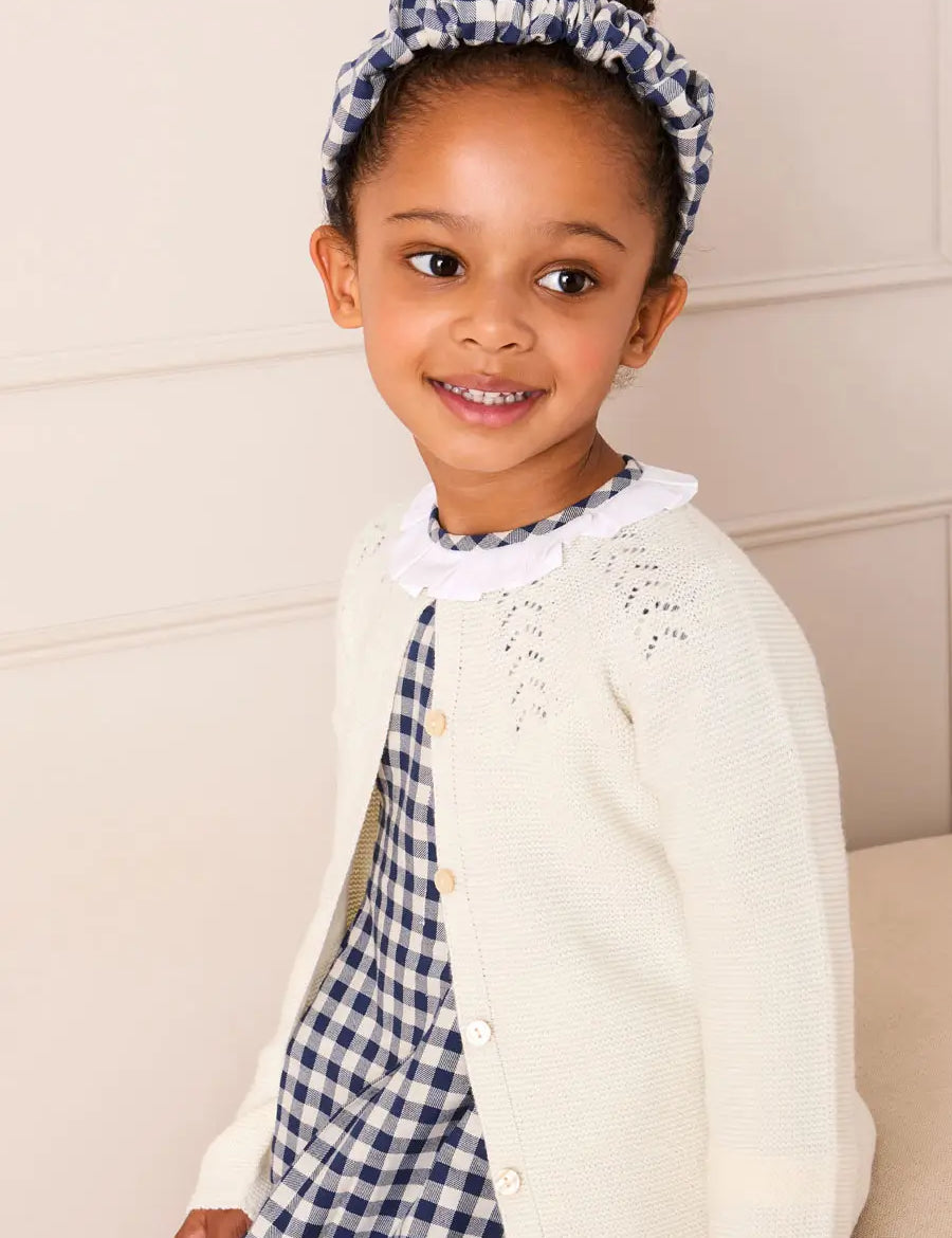 Draycott Check Scrunchie Hairband in White Hair Accessories from Pepa London US