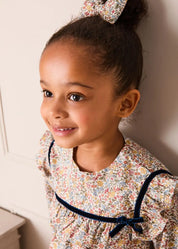 Marianne Floral Velvet Bow Detail Blouse in Toffee Made with Liberty Fabric (18mths-12yrs) Blouses from Pepa London US