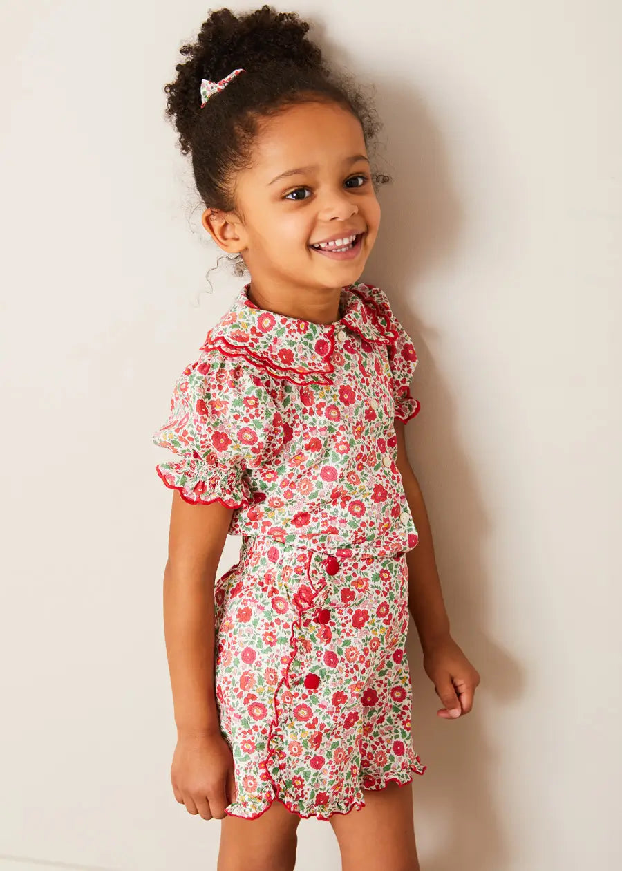 Margot Floral Shorts in Red Made with Liberty Fabric (18m-12yrs) SHORTS from Pepa London US