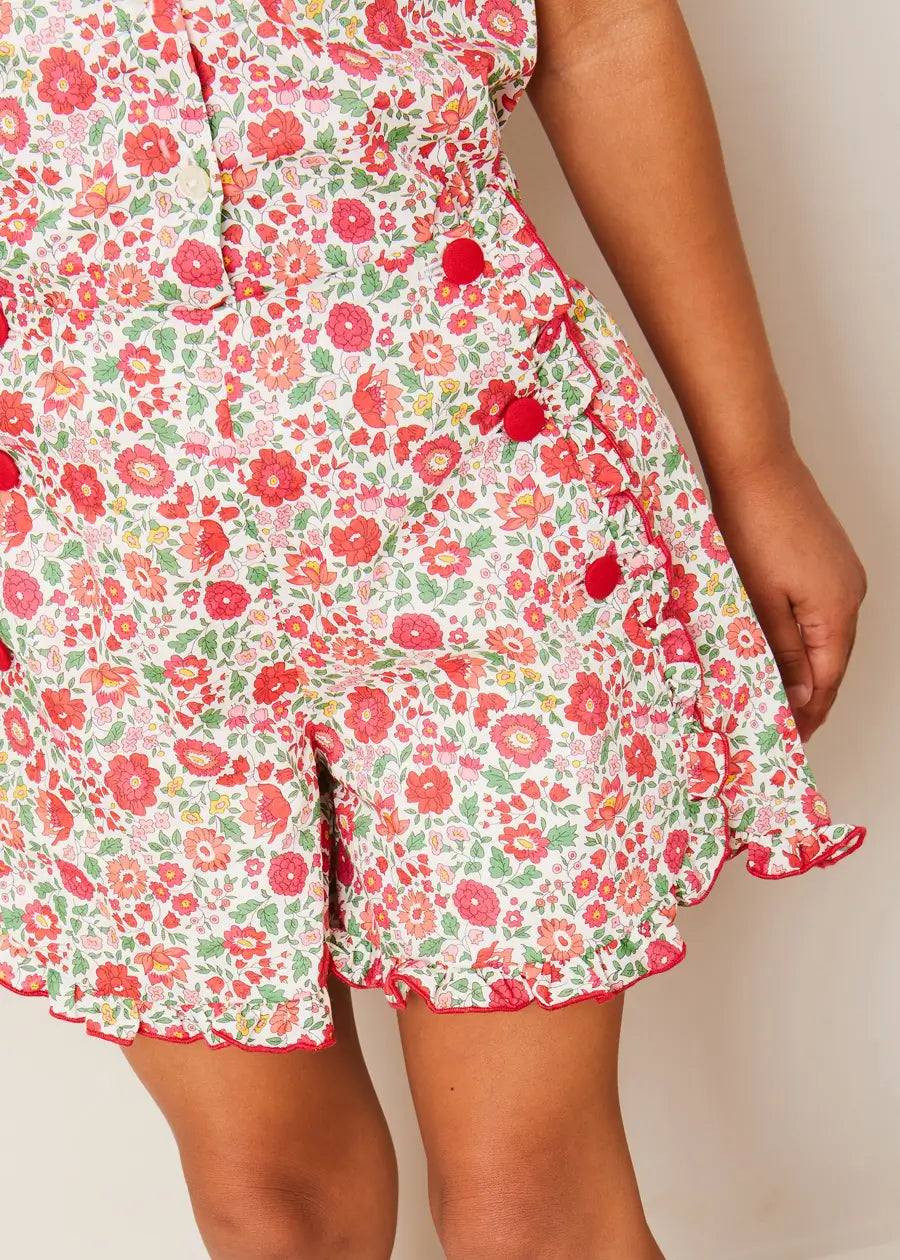 Margot Floral Shorts in Red Made with Liberty Fabric (18m-12yrs) SHORTS from Pepa London US