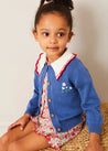 Statement Collar Floral Embroidery Cardigan in Navy (2-10yrs) KNITWEAR from Pepa London US