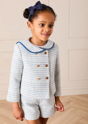 Brighton Boucle Tweed Gold Button Shorts in Blue (4-12yrs) SHORTS from Pepa London US