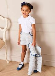 Brighton Boucle Tweed Gold Button Shorts in Blue (4-12yrs) SHORTS from Pepa London US