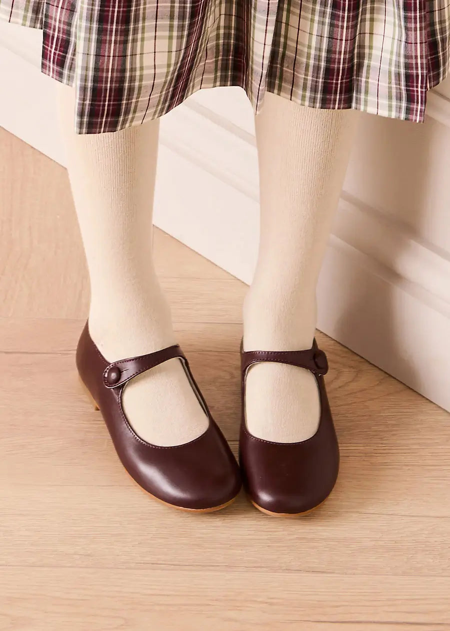Leather Mary Jane Shoes in Burgundy (24-34EU) Shoes from Pepa London US