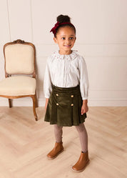 Corduroy Button Detail Skirt in Green (4-12yrs) Skirts from Pepa London US