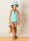 Adelaide Floral Bow Detail Two Piece Swimsuit in Green (2-10yrs) SWIMWEAR from Pepa London US