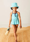 Adelaide Floral Bow Detail Two Piece Swimsuit in Green (2-10yrs) SWIMWEAR from Pepa London US