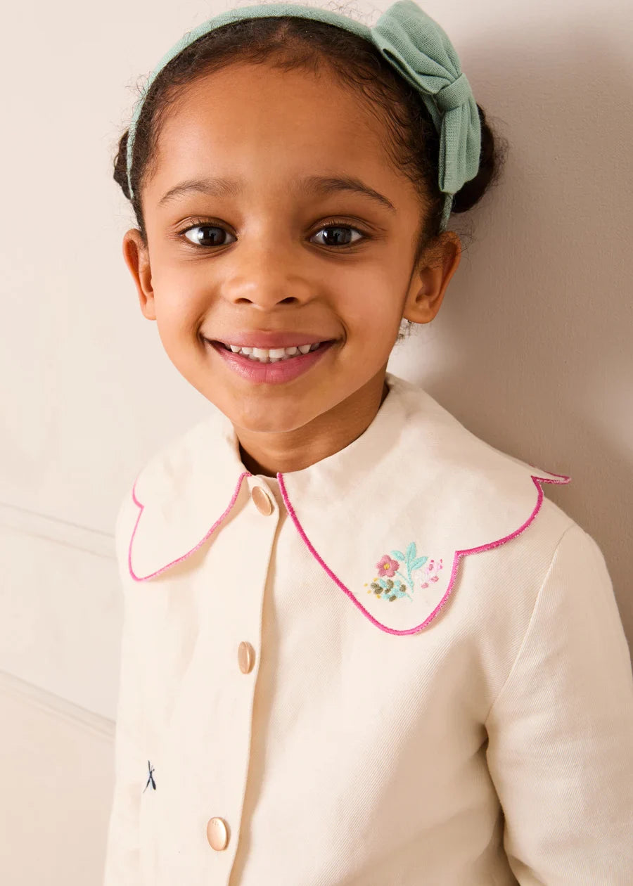 Wildflower Embroidered Statement Collar Jacket in Cream (4-12yrs) COATS from Pepa London US
