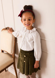 Corduroy Button Detail Skirt in Green (4-12yrs) Skirts from Pepa London US