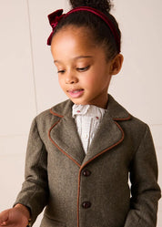 Tweed Blazer with Suede Elbow Patches in Green (4-10yrs) Coats from Pepa London US