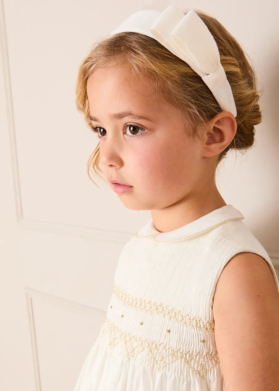 Pleated Flower Hairband in Ivory Hair Accessories from Pepa London US