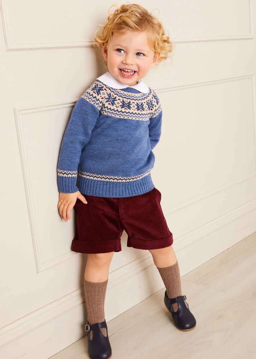 The Classic Blue Fair Isle Merino Wool Jumper Baby Boy Look LOOK from Pepa London US