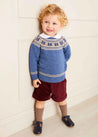 Classic Fair Isle Jumper in Blue (18mths-10yrs) Knitwear  from Pepa London US