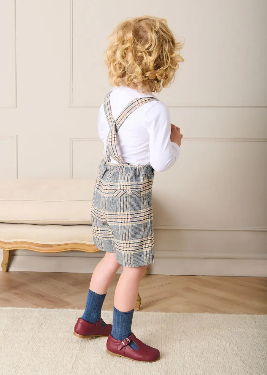 Walcott Check Short Dungarees in Blue (18mths-4yrs) Dungarees from Pepa London US
